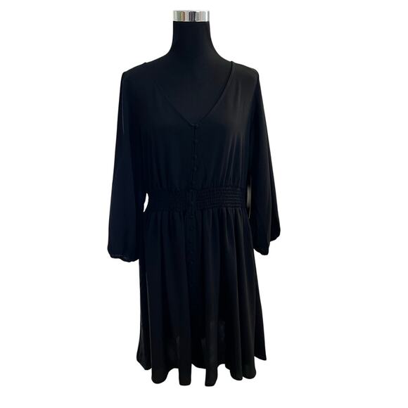 NWT Always Indigo Black Button Front Mini Dress 1X - Picture 1 of 13